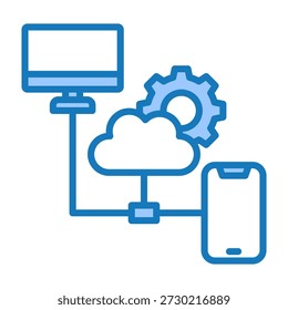Cloud Device Icon Blue Dualtone Design Vector Illustration