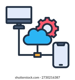 Cloud Device Icon Lineal Color Design Vector Illustration