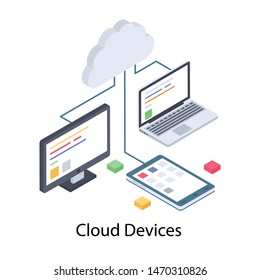Cloud devices isometric icon vector 