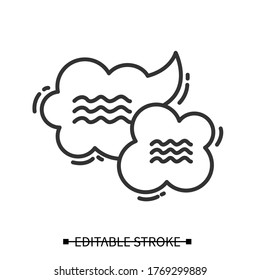 Cloud dialog icon. Linear cloud speech bubble pictograms with text lines. Conversation and discussion concept. Editable stroke strip style vector illustration for web and graphic design