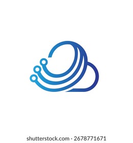 Logotipo abstracto digital de la nube estilo moderno