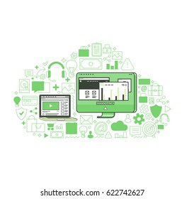Cloud of digital computing capabilities minimalistic illustration