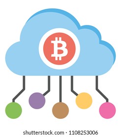 
Cloud with digital nods and bitcoin symbol describing bitcoin cloud 
