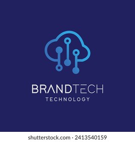 Cloud digital technology logo Design Vector Stock