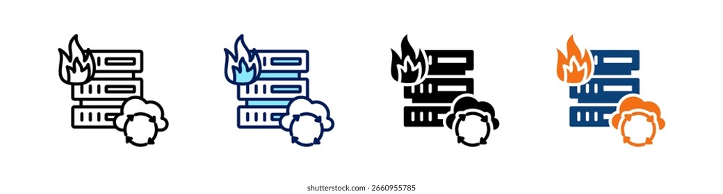 Cloud Disaster Recovery Alles in einem Symbol Multi Styles Vektorsatz