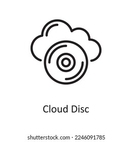 Cloud Disc Outline Icon Design illustration. Web Hosting And Cloud Services Symbol on White background EPS 10 File