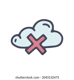 cloud disconnect color vector doodle simple icon