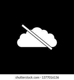Cloud disconnected sign. White line-crossed cloud icon
