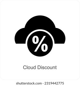Concepto de icono de descuento y descuento en la nube