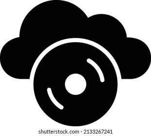 Cloud Disk Icon, Cloud Computing Sign And Symbol Isolated On White Background.