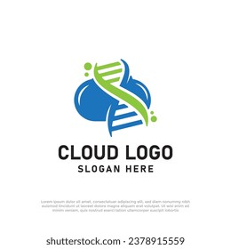 Cloud DNA and stair logo vector design template