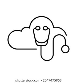 Cloud Doctor Line Icon. Cloud Technology Editable Stroke Vector Illustration