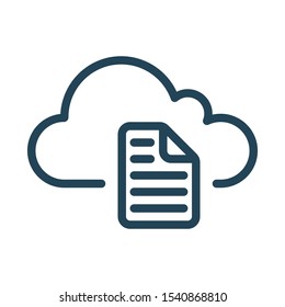 Cloud document icon. Cloud Computing Icon. Simple outline icon style. Perfect symmetrical.