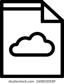 Cloud document icon in outline style representing cloud storage, file saving, or online access.