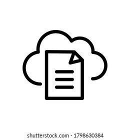 cloud document line icon vector illustration