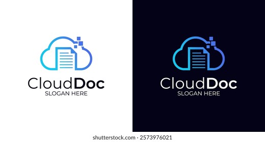 Cloud Document logo designs concept vector, Online Doc logo
