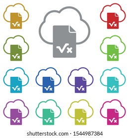 Cloud, document, math's, online training multi color icon. Simple glyph, flat vector of online traning icons for ui and ux, website or mobile application