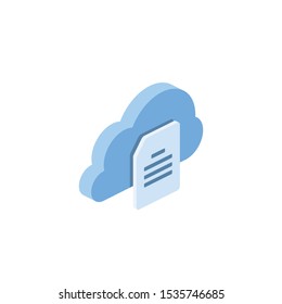 Cloud document. Vector 3d isometric, color web icon, new flat style. Creative illustration design, idea for infographics.