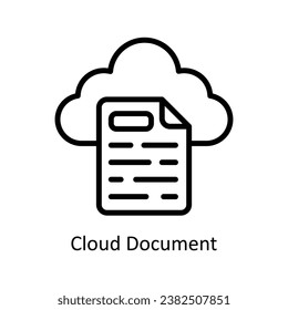 Ilustración de diseño del esquema del vector del documento de nube. Símbolo del archivo EPS 10 de fondo blanco 