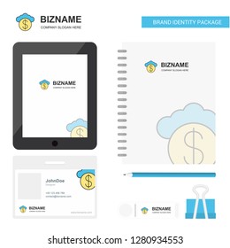 Cloud dollar  Business Logo, Tab App, Diary PVC Employee Card and USB Brand Stationary Package Design Vector Template