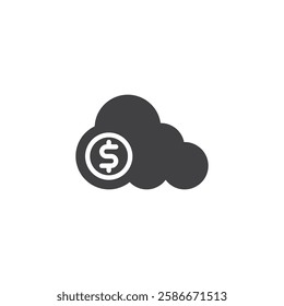 Cloud with a dollar coin vector icon. filled flat sign for mobile concept and web design. Financial Data API glyph icon. Symbol, logo illustration. Vector graphics