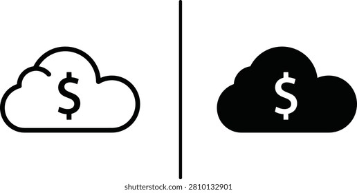 Cloud Dollar Icon Outline and Glyph Style Vector Symbol for Cloud Finance