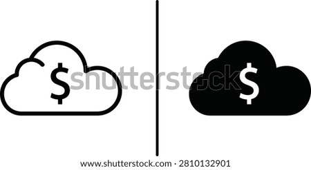 Cloud Dollar Icon Outline and Glyph Style Vector Symbol for Cloud Finance
