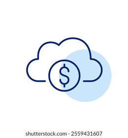 Cloud and dollar. Money, finance and budgeting. Virtual currency, data storage. Pixel perfect, editable stroke icon