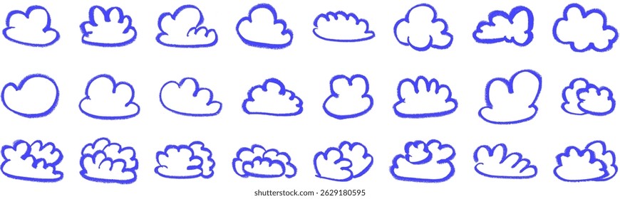 Conjunto de Vector de dibujo de tiza de crayón de Doodle de nube