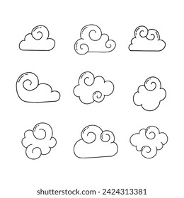 Cloud doodle line vector illustration