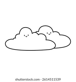 cloud doodle outline on white background