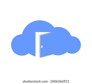 Cloud with a door. Cloud storage with the door open