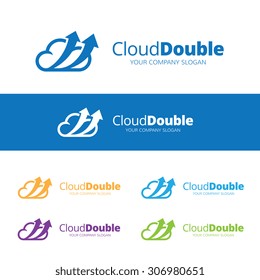 Cloud Double Computing Logo Template