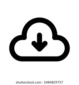 Cloud with down arrow, icon of cloud download