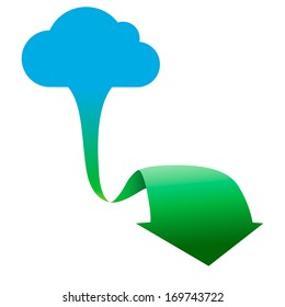 cloud download 3D on white background