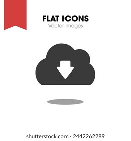 cloud download alt Icon. Flat style design isolated on white background. Vector illustration