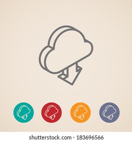cloud with download arrow. isometric vector icons