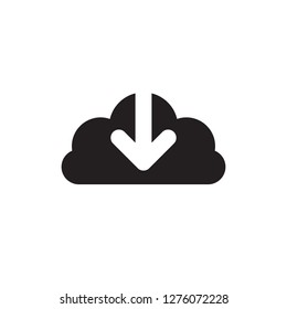 Cloud download - black icon on white background vector illustration for website, mobile application, presentation, infographic. Data storage technology concept sign. Graphic design element. 