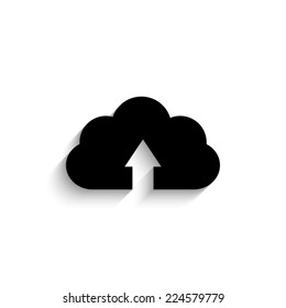 cloud download - black vector icon with shadow