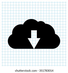 cloud download - black vector icon