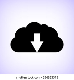 cloud download -  black vector icon