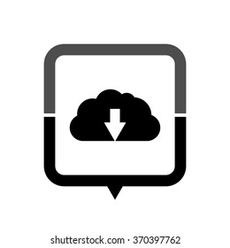cloud download - black vector icon; map pointer;  message bubble