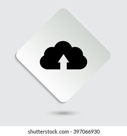 cloud download - black vector icon  on a paper button