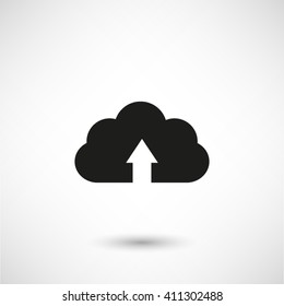 cloud download - black vector  icon with shadow
