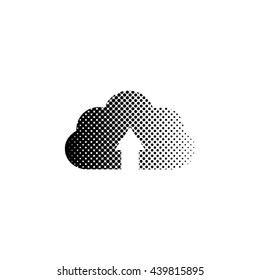 cloud download - black vector icon;  halftone illustration