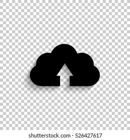cloud download - black vector  icon with shadow