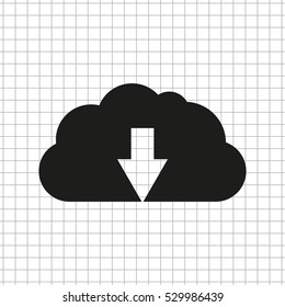 cloud download  - black vector icon