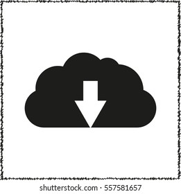 cloud download  - black vector icon