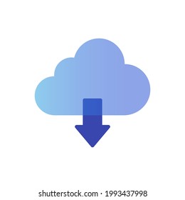 cloud download. blue transparent cloud with arrow down