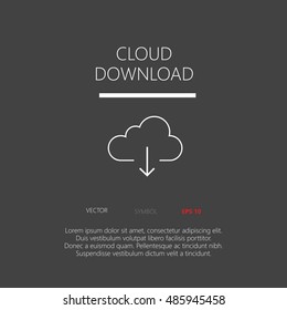 Cloud download button web icon flat design
